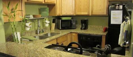 Beautifully remodeled kitchen with new appliances.