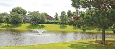 The lake and fountain view from our 2 bedroom condo