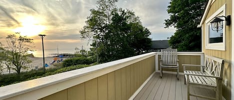 Deck with breathtaking beach and sunset views!