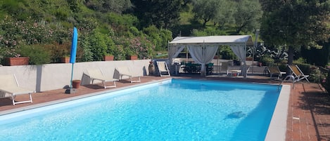 piscina con stupenda vista su Lucca e campagna e tanto spazio per rilassarsi 