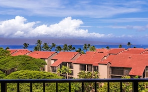 View from the lanai of the ocean Island of Molokai
