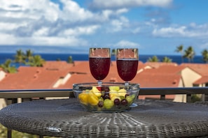 View from the lanai of the ocean Island of Molokai