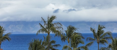 View from the lanai of the ocean Island of Molokai