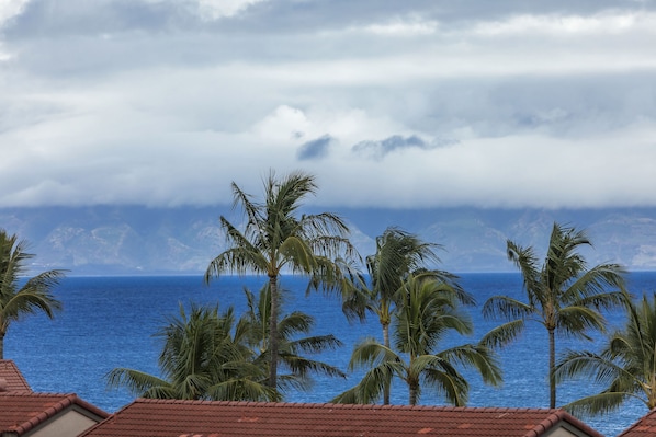 View from the lanai of the ocean Island of Molokai