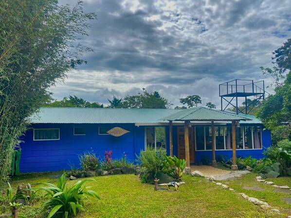 Front of the house, recently remodeled now with a small balcony on the rightside