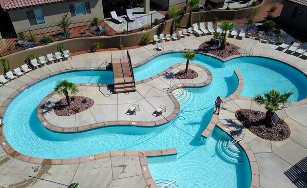 Steps away from the lazy river