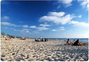 One of San Diego's best warm sand beaches is steps away without crossing streets