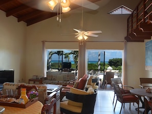 The ocean view from the front door of this villa.