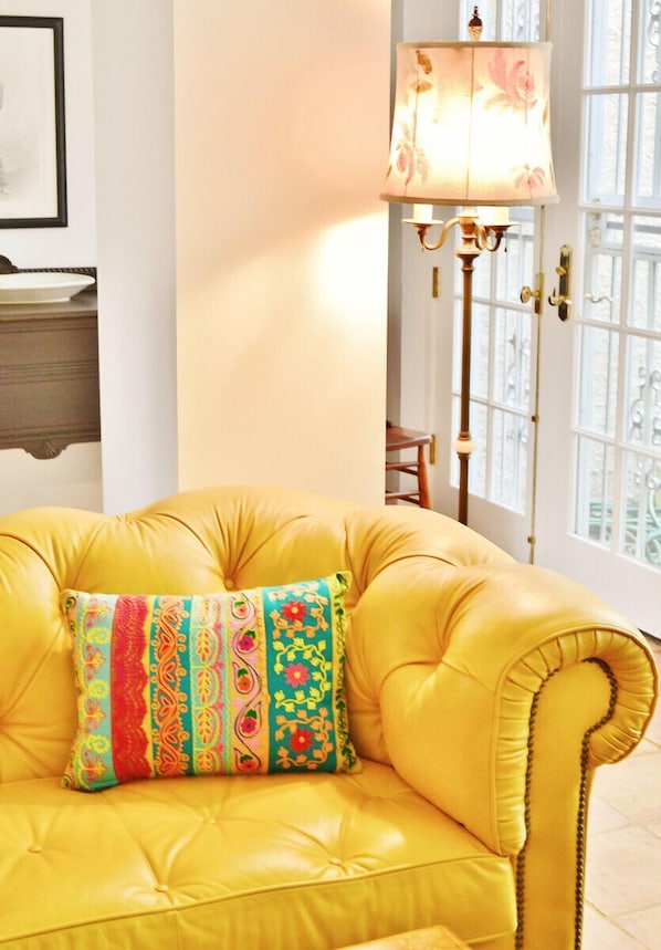 Our home is filled with comfortable, high-end furniture and shabby chic antiques