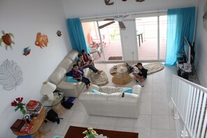 View of living room from the loft