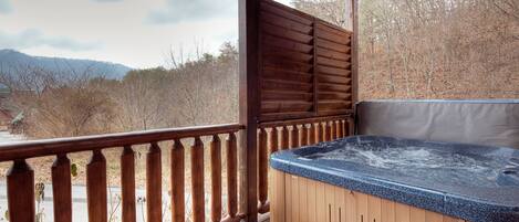 Hot Tub for 6 and Privacy to Relax on Lower Level with over head accent lighting