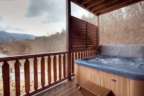 Hot Tub for 6 and Privacy to Relax on Lower Level with over head accent lighting