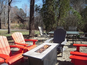 Fire pit with picnic table