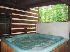 Hot tub under cover
