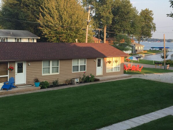 View of the Main Lake across the street , your Condo is on the left 