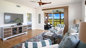 Pili Mai Resort at Poipu #08K - Ocean View Living Room & Lanai - Parrish Kauai