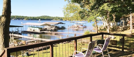 Large lakeside deck.