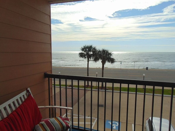 Sit here with your coffee to watch the sun rise over the gulf