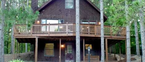 Front view with walk-out basement entry.