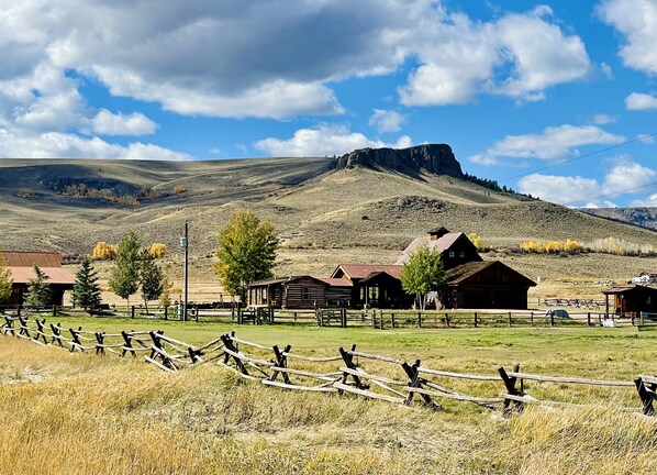 Cabin, House and Barn with backdrop