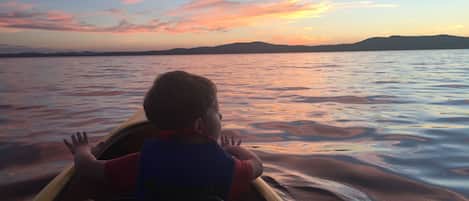 Kayaking during Sebago sunset