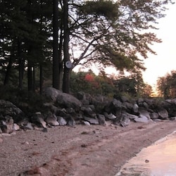 Private beach shared by 7 families. Summer water level is higher. (fall photo)