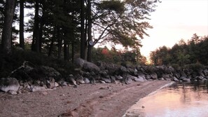 Private beach shared by 7 families.  Summer water level is higher.  (fall photo)