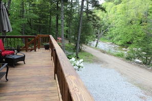 relaxing outside deck overlooking the river
