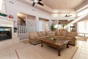 Family/Living Room with fireplace and entertainment system