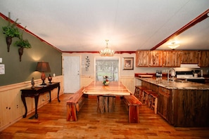 Large dining table, custom-made by the owner