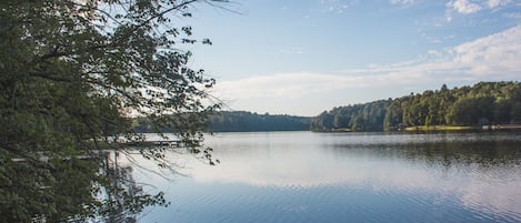 view from the dock of the beautiful Hohman Lake