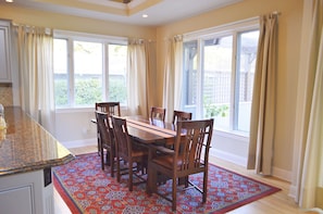 Light and airy dining room area.