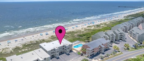 Aerial of Oak Island Beach Villas / Overlooking the Ocean