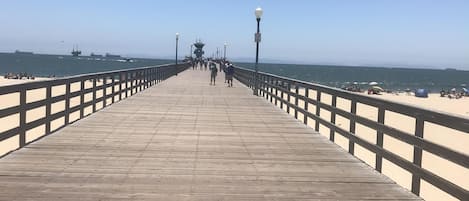 Seal Beach wooden pier is a short walk from the home