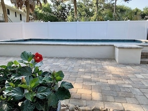Pool is 3.5’ to 5.5’ deep