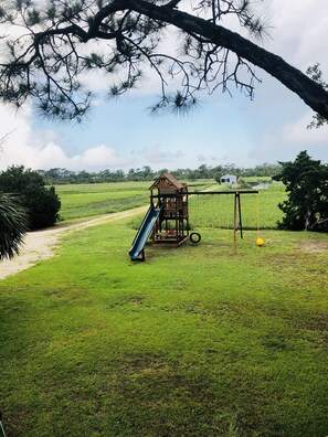 Large Kids Playground..Dockhouse in the background with 180 degrees marshviews