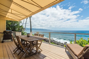 Ocean front deck with BBQ. Sunsets from here every day.