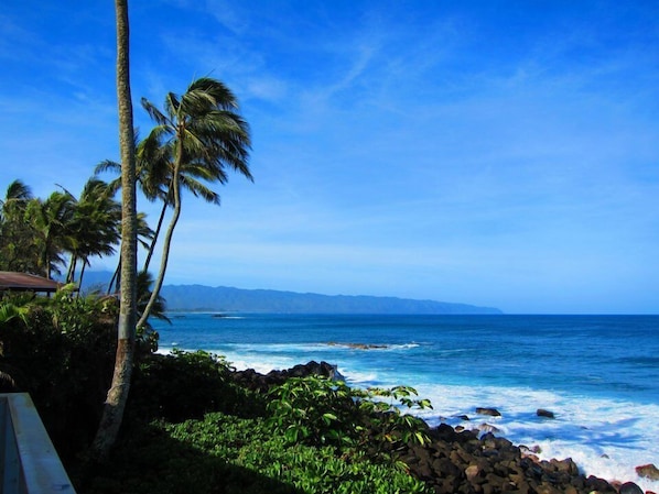 Actual shot taken from our deck, looking into Waimea Bay