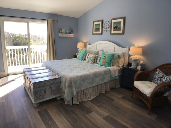 The entire upstairs is the master suite (w/private bath, balcony, & large tv)