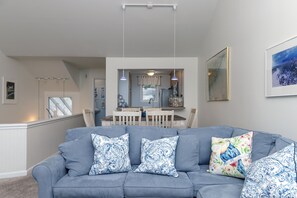 Large sectional couch is great for lounging, reading, and napping!