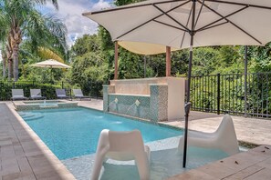 A pool surrounded in privacy