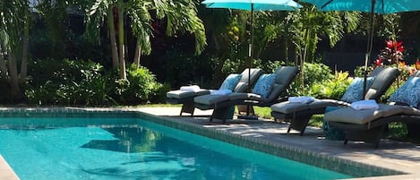 Lounge pool side in comfort and watch the butterflies and birds!