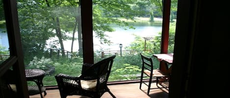 Screened porch overlooking lake