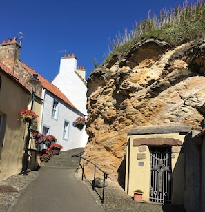 One of the prettiest wynds in Pittenweem with St Fillans cave 