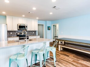 kitchen w/ zinc dining table