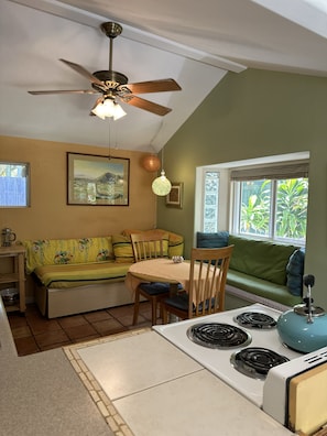 Kitchen dining with additional couch for relaxing