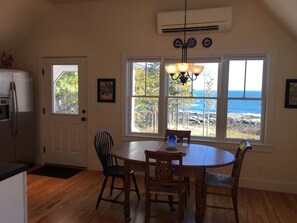 Enjoy meals or coffee and “quiet time” overlooking the rugged coastal Maine view