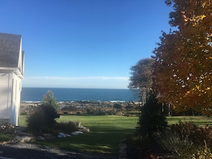 Your view as you drive down our driveway to your romantic coastal Maine escape