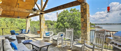 Granbury Vacation Rental | 3BD | 3BA | Stairs Required | Covered Porch
