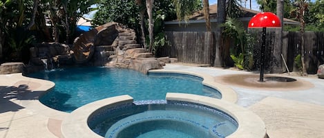 Renovated Pool with Rock slide and water feature